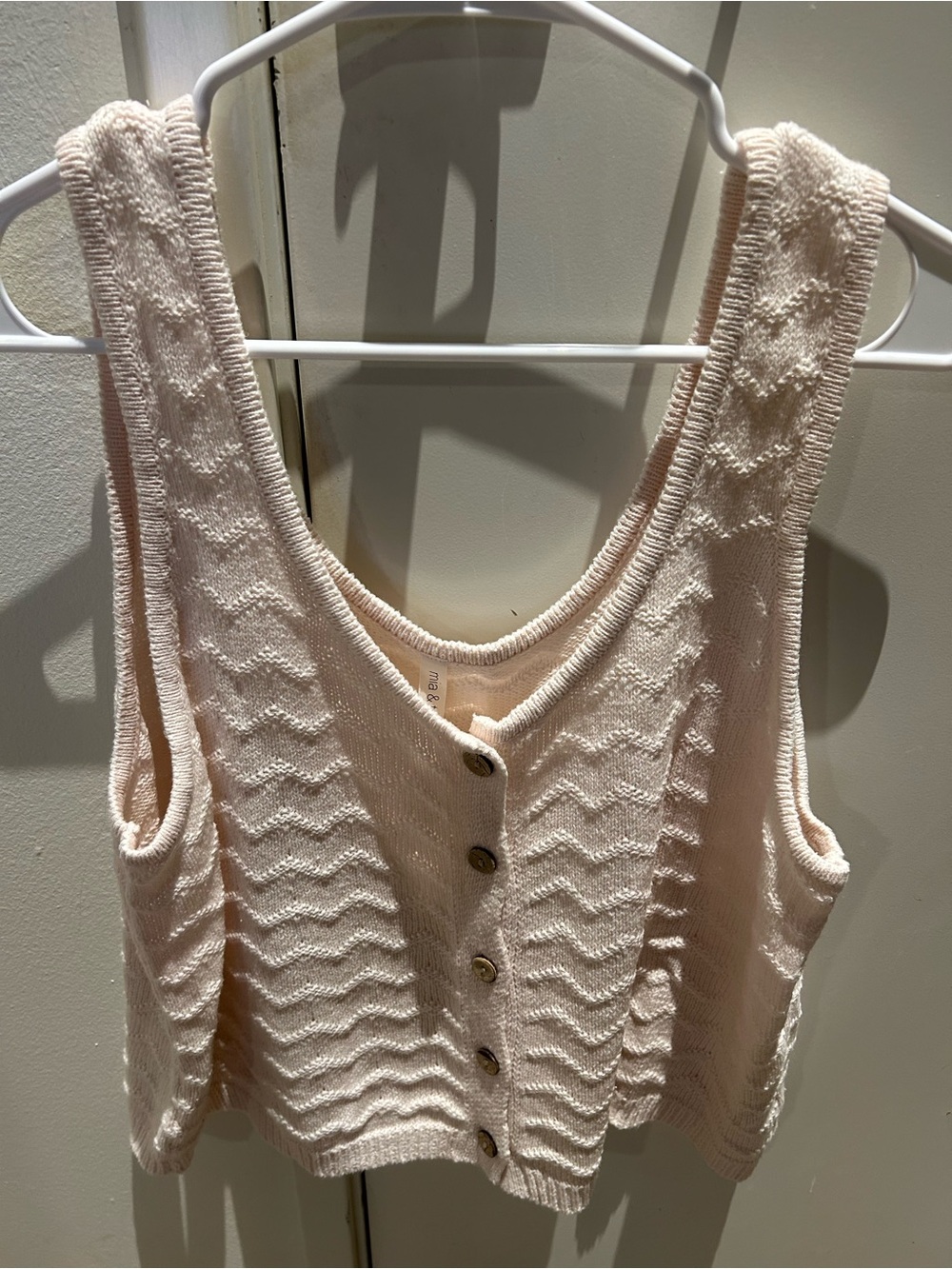 Cropped Knit Button-Front Tank Top